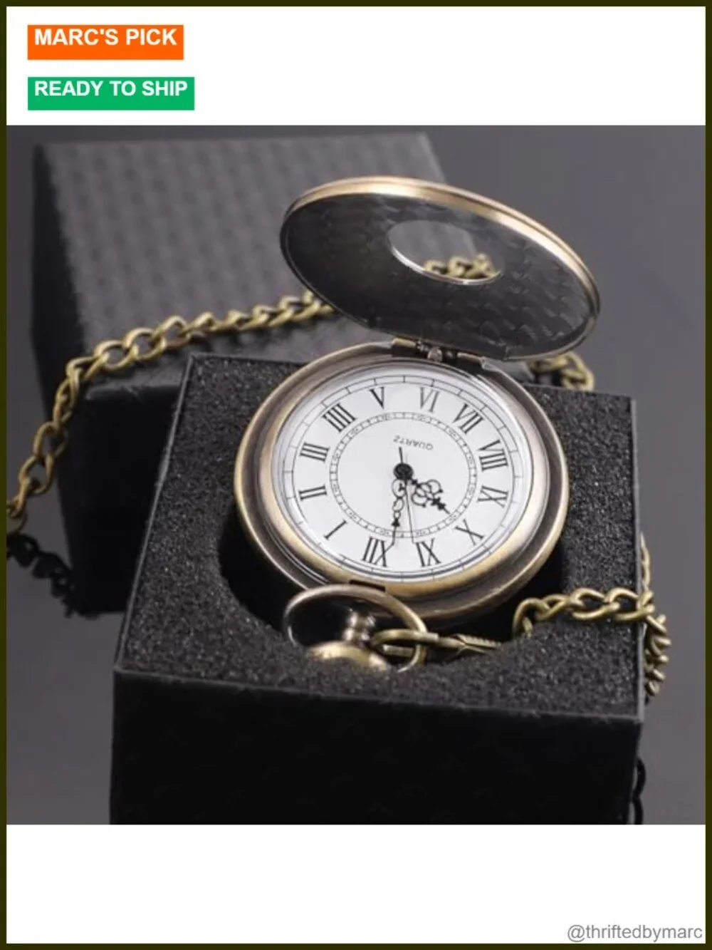 Vintage Steampunk Pocket Watch Roman Numeral Dial Chain Gift Case